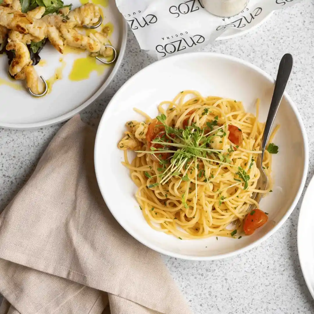 Fresh seafood pasta at Enzo's Cucina Coomera.