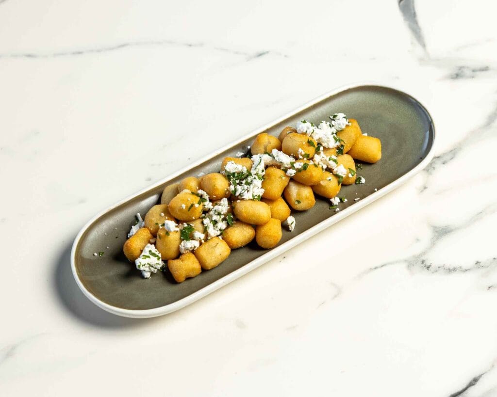 Gnocchi Fritti with Crumbled Feta